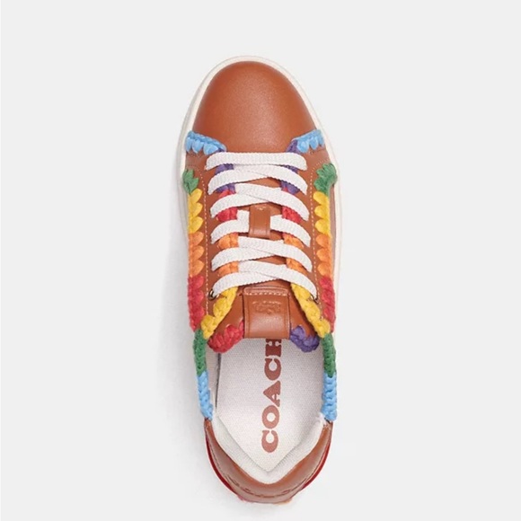 NEW Coach Lowline Crochet Sneakers Ambered Leather Body - Picture 3 of 7